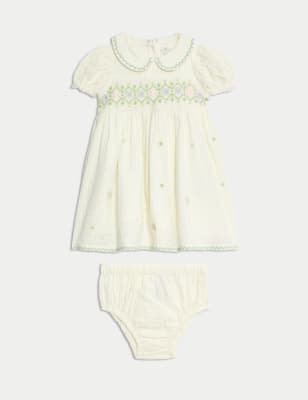 

M&S Collection Conjunto de 2 piezas 100 % algodón con bordado (0-6 años) - Green, Green