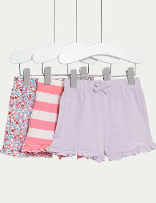 

M&S Collection 3er-Pack gemusterte Shorts aus reiner Baumwolle (0-3 Jahre) - Pink Mix, Pink Mix