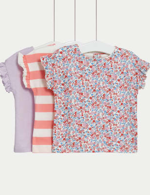 

Girls M&S Collection 3pk Pure Cotton Frill Sleeve T-Shirts (0-3 Yrs) - Pink Mix, Pink Mix