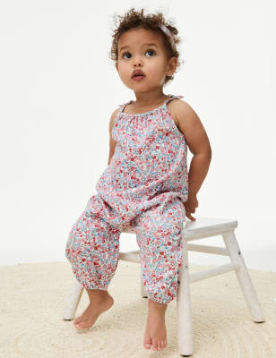 

M&S Collection 2-teiliges Outfit aus reiner Baumwolle mit Blümchenmuster (0-3 Jahre) - Pink Mix, Pink Mix