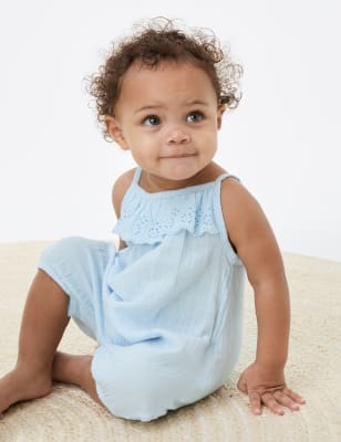 

Girls M&S Collection Pure Cotton Romper (0-3 Yrs) - Pale Blue, Pale Blue