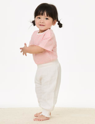 

Girls M&S Collection Pure Cotton Elasticated Waist Trousers (0-3 Yrs) - Cream, Cream
