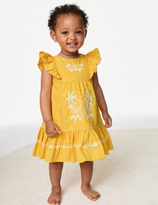 

Girls M&S Collection Pure Cotton Parrot Applique Dress (0-3 Yrs) - Ochre, Ochre