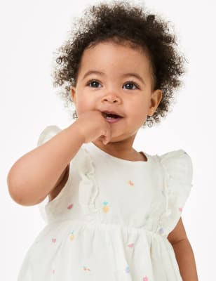 

M&S Collection Kleid mit Früchtemotiv (0-3 J.) - Ivory Mix, Ivory Mix