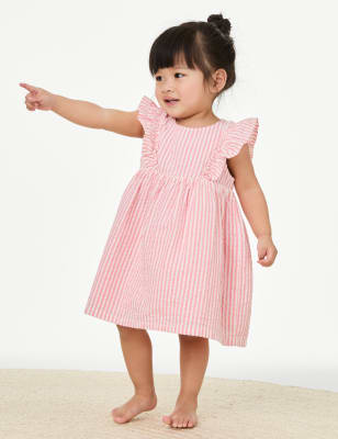 

M&S Collection Vestido de rayas 100% algodón (0-3 años) - Pink Mix, Pink Mix