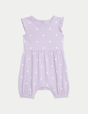 

M&S Collection Strampelanzug aus reiner Baumwolle mit Punktmuster (0-3 J.) - Lilac Mix, Lilac Mix