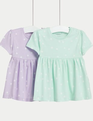 

Girls M&S Collection 2pk Pure Cotton Spotted Tops (0-3 Yrs) - Multi, Multi