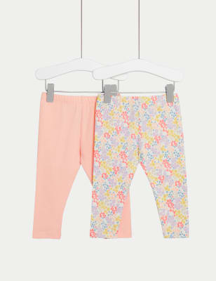 

Girls M&S Collection 2pk Cotton Rich Floral & Plain Leggings (0-3 Yrs) - Multi, Multi