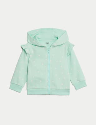 

Girls M&S Collection Cotton Rich Spot Zip Up Hoodie (0-3 Yrs) - Green Mix, Green Mix