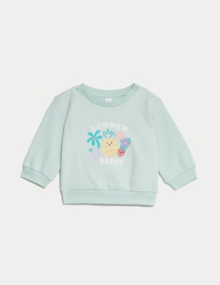 

M&S Collection Sudadera de algodón con texto (0-3 años) - Aqua, Aqua