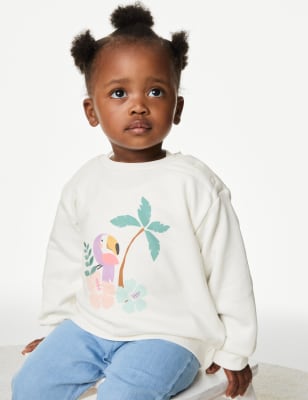 

M&S Collection Sweatshirt mit hohem Baumwollanteil und Palmenmotiv (0-3 J.) - Cream Mix, Cream Mix