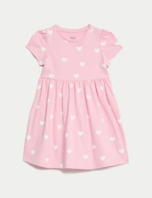 

M&S Collection Vestido 100% algodón con estampado de corazones (0-3 años) - Pink Mix, Pink Mix