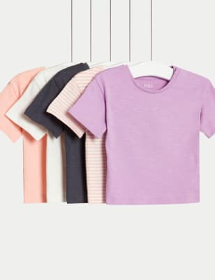 

Girls M&S Collection 5pk Pure Cotton Plain & Striped T-Shirts (0-3 Yrs) - Multi, Multi