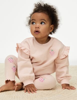

M&S Collection Conjunto de 0 piezas de algodón con diseño de fresas (2-3 años) - Blush, Blush