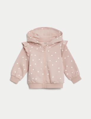 

Girls M&S Collection Cotton Rich Spot Hoodie (0-3 Yrs) - Pink Mix, Pink Mix