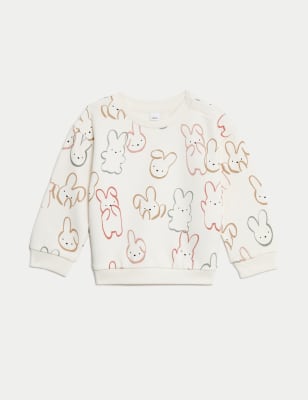 

M&S Collection Sweatshirt mit hohem Baumwollanteil und Häschenmuster (0-3 J.) - Cream Mix, Cream Mix