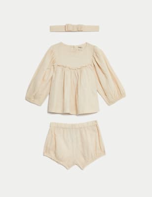 

M&S Collection 3-teiliges Outfit mit hohem Baumwollanteil (0-3 J.) - Neutral, Neutral