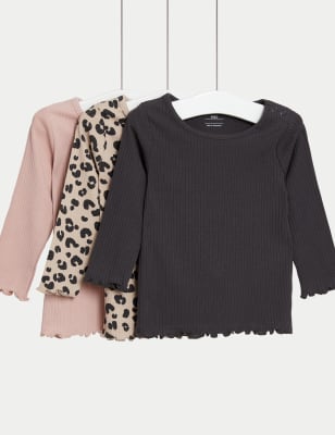 

Girls M&S Collection 3pk Cotton Rich Leopard Print & Plain Tops (0-3 Yrs) - Pink Mix, Pink Mix