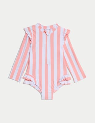 

Girls M&S Collection Stripe Frill Long Sleeve Swimsuit (0-3 Yrs) - Pink Mix, Pink Mix