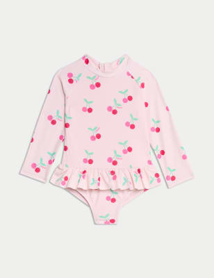 

Girls M&S Collection Cherry Frill Long Sleeve Swimsuit (0-6 Yrs) - Pink, Pink