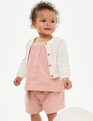 

Girls M&S Collection Pure Cotton Pointelle Cardigan (0-3 Yrs) - Cream, Cream