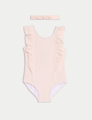 

Girls M&S Collection 2pc Striped Seersucker Swimsuit & Headband (0 Mths-6 Yrs) - Pink Mix, Pink Mix