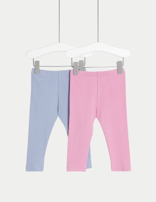 

Girls M&S Collection 2pk Cotton Rich Ribbed Leggings (0-3 Yrs) - Pink Mix, Pink Mix