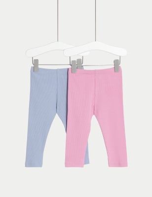 

M&S Collection 2er-Pack gerippte Leggings mit hohem Baumwollanteil (0-3 Jahre) - Pink Mix, Pink Mix