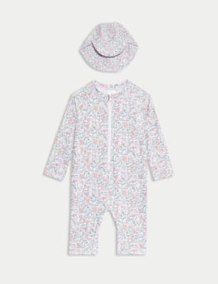 

Girls M&S Collection 2pc Sunsafe Floral Swimsuit & Hat Set (0-6 Yrs) - Ivory Mix, Ivory Mix