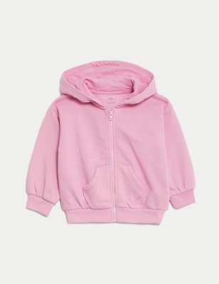 

M&S Collection Sudadera con capucha de algodón (0-3 años) - Pink, Pink