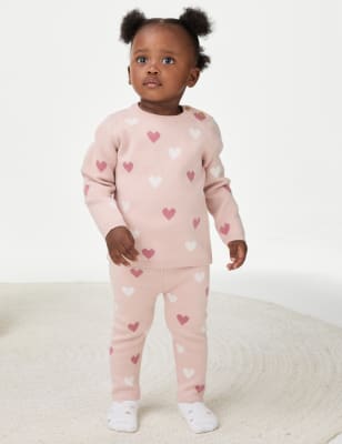 

Girls M&S Collection 2pc Knitted Outfit (0-3 Yrs) - Pink, Pink