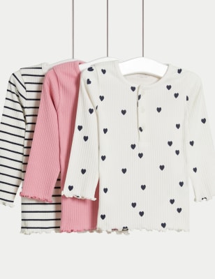 

Girls M&S Collection 3pk Cotton Rich Tops (0-3 Yrs), Pink Mix