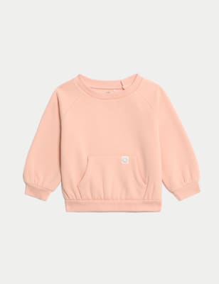 

M&S Collection Sweatshirt aus Baumwollmischgewebe mit Futter aus Fleece (0-3 J.) - Blush, Blush