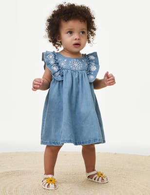 

Girls M&S Collection Cotton Rich Embroidered Dress (0-3 Yrs) - Chambray, Chambray