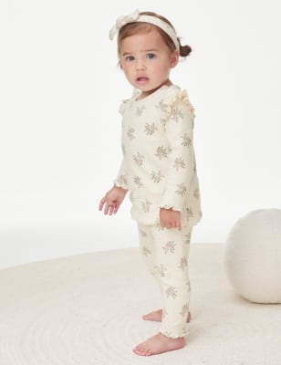 

Girls M&S Collection 3pc Pure Cotton Floral Outfit (0-3 Yrs) - Cream, Cream