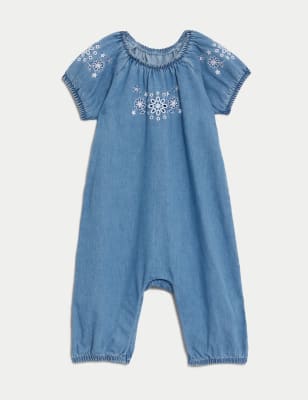 

Girls M&S Collection Cotton Rich Embroidered Romper (0-3 Yrs) - Chambray, Chambray