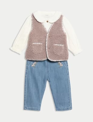 

Girls M&S Collection 3pc Top & Bottom Outfit (0-3 Yrs) - Multi, Multi