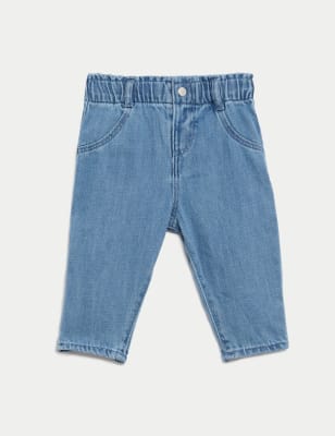 

Girls M&S Collection Cotton Rich Elasticated Waist Jeans (0-3 Yrs) - Blue Denim, Blue Denim