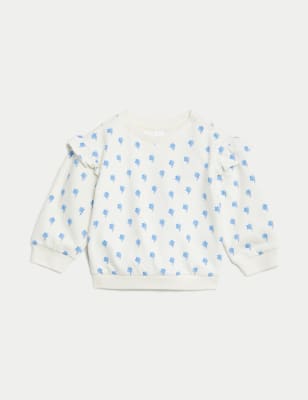 

Girls M&S Collection Cotton Rich Floral Sweatshirt (0-3 Yrs) - Blue Mix, Blue Mix