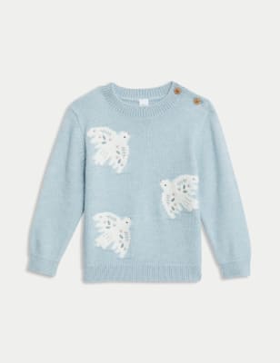 

Girls M&S Collection Bird Jumper (0-3 Yrs) - Blue Mix, Blue Mix