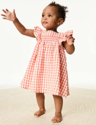 

Girls M&S Collection Pure Cotton Checked Dress (0-3 Yrs) - Coral Mix, Coral Mix