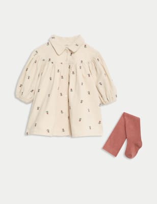 

Girls M&S Collection Cotton Rich Embroidered Dress with Tights (0-8 Yrs) - Cream Mix, Cream Mix