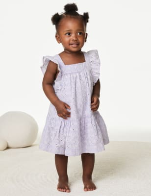 

Girls M&S Collection Pure Cotton Broderie Dress (0-3 Yrs) - Lilac Mix, Lilac Mix