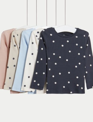 

M&S Collection 5er-Pack Oberteile mit hohem Baumwollanteil und Tupfen-Motiv (0-3 J.) - Multi, Multi