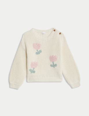 

Girls M&S Collection Pure Cotton Tulip Knitted Jumper (0-8 Yrs) - Cream, Cream