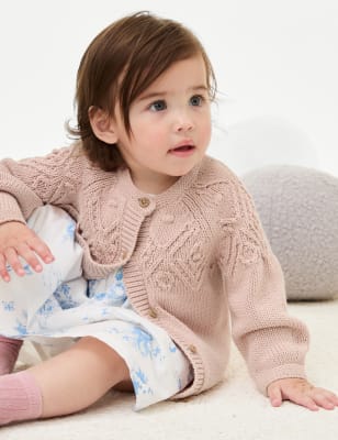 

Girls M&S Collection Pure Cotton Patterned Cardigan (0-3 Yrs) - Pink, Pink