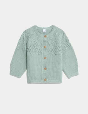 

Girls M&S Collection Pure Cotton Patterned Cardigan (0-3 Yrs) - Green, Green