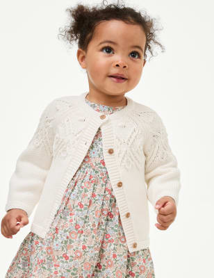 

Girls M&S Collection Pure Cotton Patterned Cardigan (0-3 Yrs) - Cream, Cream
