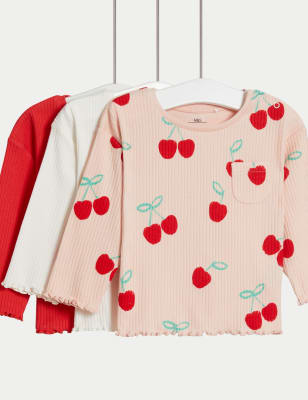 

Girls M&S Collection 3pk Cotton Rich Tops (0-3 Yrs) - Red Mix, Red Mix