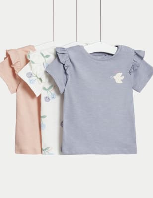 

Girls M&S Collection 3pk Pure Cotton Frill Sleeve T-Shirts (0-3 Yrs) - Multi, Multi